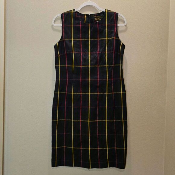 Brooks Brothers Silk Plaid Sheath Dress Size 10 - Picture 1 of 5